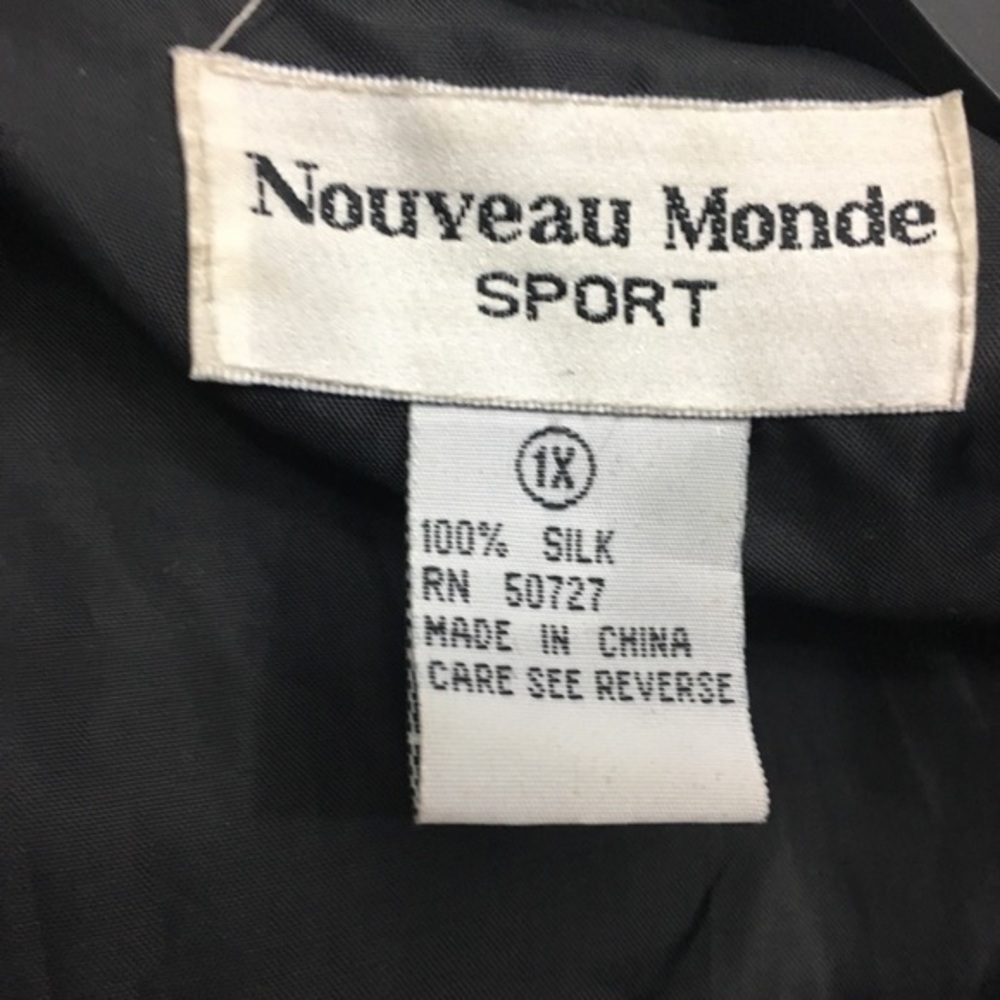 Vtg 80s Black Gathered Silk Windbreaker Jacket 1X - Picture 7 of 7